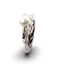Load image into Gallery viewer, Adjustable Wheat-Style White Pearl Ring – .925 Sterling Silver