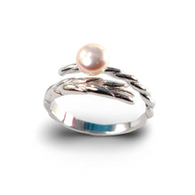Load image into Gallery viewer, Adjustable Wheat-Style Pink Pearl Ring – .925 Sterling Silver