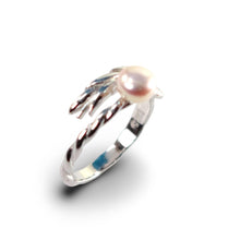 Load image into Gallery viewer, Adjustable Wheat-Style Pink Pearl Ring – .925 Sterling Silver