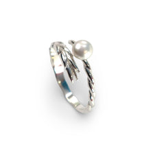 Load image into Gallery viewer, Adjustable Wheat-Style Silver-Gray Freshwater Pearl Ring – .925 Sterling Silver