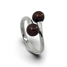Load image into Gallery viewer, Twin AAA Chocolate Freshwater Pearl Cocktail Ring – .925 Sterling Silver