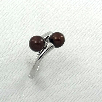 9302093 SILVER .925 TWIN AAA CHOCOLATE ROUND PEARL COCKTAIL RING