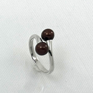 9302093 SILVER .925 TWIN AAA CHOCOLATE ROUND PEARL COCKTAIL RING