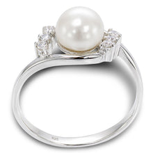 Load image into Gallery viewer, White Pearl &amp; Cubic Zirconia Cocktail Ring – .925 Sterling Silver
