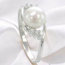 Load image into Gallery viewer, White Pearl &amp; Cubic Zirconia Cocktail Ring – .925 Sterling Silver