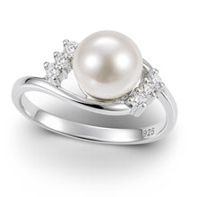 Load image into Gallery viewer, White Pearl &amp; Cubic Zirconia Cocktail Ring – .925 Sterling Silver