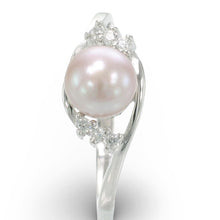 Load image into Gallery viewer, Pink-Peach Pearl &amp; Cubic Zirconia Cocktail Ring – .925 Sterling Silver