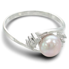 Load image into Gallery viewer, Pink-Peach Pearl &amp; Cubic Zirconia Cocktail Ring – .925 Sterling Silver