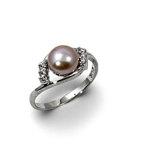 Load image into Gallery viewer, Pink Pearl &amp; Cubic Zirconia Cocktail Ring – .925 Sterling Silver