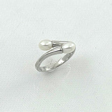 Load image into Gallery viewer, 9303090-Solid-Sterling-Silver-.925-Twin-White-Freshwater-Pearl-Cocktail-Ring