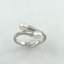 Load image into Gallery viewer, 9303090-Solid-Sterling-Silver-.925-Twin-White-Freshwater-Pearl-Cocktail-Ring