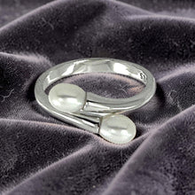 Load image into Gallery viewer, Solid Sterling Silver .925 Twin White Cream Freshwater Pearl Cocktail Ring