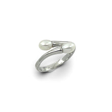 Load image into Gallery viewer, Solid Sterling Silver .925 Twin White Cream Freshwater Pearl Cocktail Ring