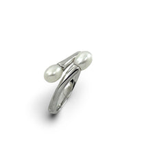 Load image into Gallery viewer, Solid Sterling Silver .925 Twin White Cream Freshwater Pearl Cocktail Ring