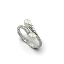 Load image into Gallery viewer, Solid Sterling Silver .925 Twin White Cream Freshwater Pearl Cocktail Ring
