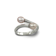Load image into Gallery viewer, Solid Sterling Silver .925 Twin Pink Freshwater Pearl Cocktail Ring