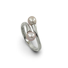 Load image into Gallery viewer, Solid Sterling Silver .925 Twin Pink Freshwater Pearl Cocktail Ring