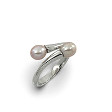 Load image into Gallery viewer, Solid Sterling Silver .925 Twin Pink Freshwater Pearl Cocktail Ring