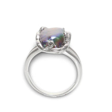 Load image into Gallery viewer, Black Biwa Pearl Ring – .925 Sterling Silver