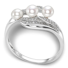 Load image into Gallery viewer, Sterling Silver .925 White Pearl &amp; CZ Cocktail Ring