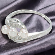 Load image into Gallery viewer, Sterling Silver .925 White Pearl &amp; CZ Cocktail Ring