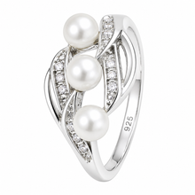 Load image into Gallery viewer, Sterling Silver .925 White Pearl &amp; CZ Cocktail Ring