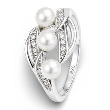 Load image into Gallery viewer, Sterling Silver .925 White Pearl &amp; CZ Cocktail Ring