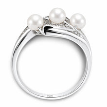 Load image into Gallery viewer, Sterling Silver .925 White Pearl &amp; CZ Cocktail Ring