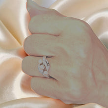 Load image into Gallery viewer, Solid Sterling Silver .925 Peach-Pink Cultured Pearl &amp; Cubic Zirconia Cocktail Ring