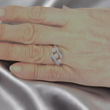 Load image into Gallery viewer, Solid Sterling Silver .925 Peach-Pink Cultured Pearl &amp; Cubic Zirconia Cocktail Ring