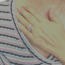 Load image into Gallery viewer, Solid Sterling Silver .925 Peach-Pink Cultured Pearl &amp; Cubic Zirconia Cocktail Ring