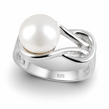 Load image into Gallery viewer, Solid Sterling Silver .925 Love-Knot Freshwater Pearl Solitaire Ring (White)
