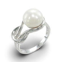 Load image into Gallery viewer, Solid Sterling Silver .925 Love-Knot Freshwater Pearl Solitaire Ring (White)