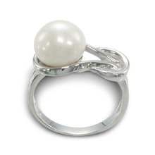 Load image into Gallery viewer, Solid Sterling Silver .925 Love-Knot Freshwater Pearl Solitaire Ring (White)