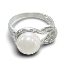 Load image into Gallery viewer, Solid Sterling Silver .925 Love-Knot Freshwater Pearl Solitaire Ring (White)
