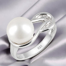 Load image into Gallery viewer, Solid Sterling Silver .925 Love-Knot Freshwater Pearl Solitaire Ring (White)