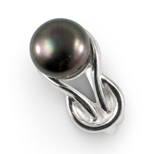Load image into Gallery viewer, Solid Sterling Silver .925 Love-Knot Freshwater Pearl Solitaire Ring (Black-Gray)