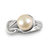 Load image into Gallery viewer, Solid Sterling Silver .925 Love-Knot Pink Freshwater Pearl Ring