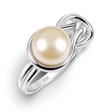 Load image into Gallery viewer, Solid Sterling Silver .925 Love-Knot Pink Freshwater Pearl Ring