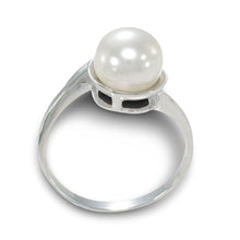 Load image into Gallery viewer, Solid Sterling Silver .925 White Freshwater Pearl Solitaire Ring