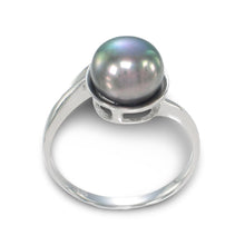 Load image into Gallery viewer, Solid Sterling Silver .925 Black-Gray Freshwater Pearl Solitaire Ring