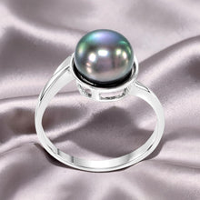 Load image into Gallery viewer, Solid Sterling Silver .925 Black-Gray Freshwater Pearl Solitaire Ring