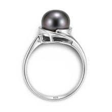 Load image into Gallery viewer, Solid Sterling Silver .925 Black-Gray Freshwater Pearl Solitaire Ring