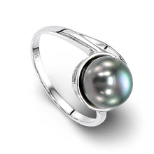 Load image into Gallery viewer, Solid Sterling Silver .925 Black-Gray Freshwater Pearl Solitaire Ring