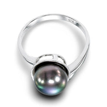 Load image into Gallery viewer, Solid Sterling Silver .925 Black-Gray Freshwater Pearl Solitaire Ring