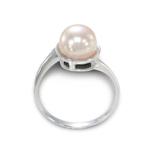 Load image into Gallery viewer, Solid Sterling Silver .925 Pink-Peach Freshwater Pearl Solitaire Ring