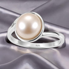 Load image into Gallery viewer, Solid Sterling Silver .925 Pink-Peach Freshwater Pearl Solitaire Ring