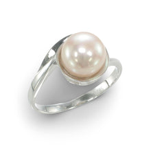 Load image into Gallery viewer, Solid Sterling Silver .925 Pink-Peach Freshwater Pearl Solitaire Ring