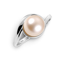 Load image into Gallery viewer, Solid Sterling Silver .925 Pink-Peach Freshwater Pearl Solitaire Ring