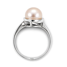 Load image into Gallery viewer, Solid Sterling Silver .925 Pink-Peach Freshwater Pearl Solitaire Ring
